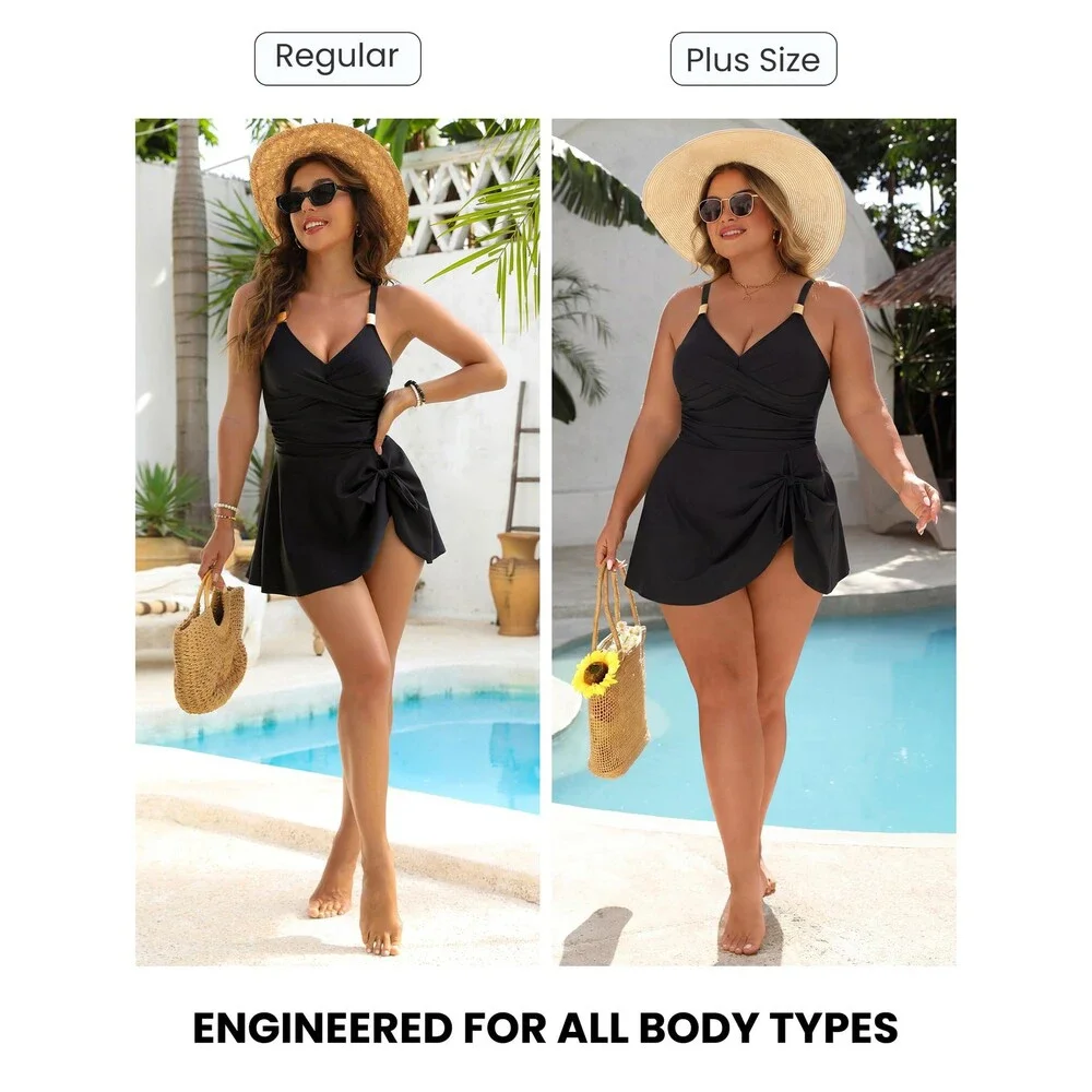 Blooming Women's Black Jelly Tummy Control Bathing Suits One-piece Swimsuits 2XL